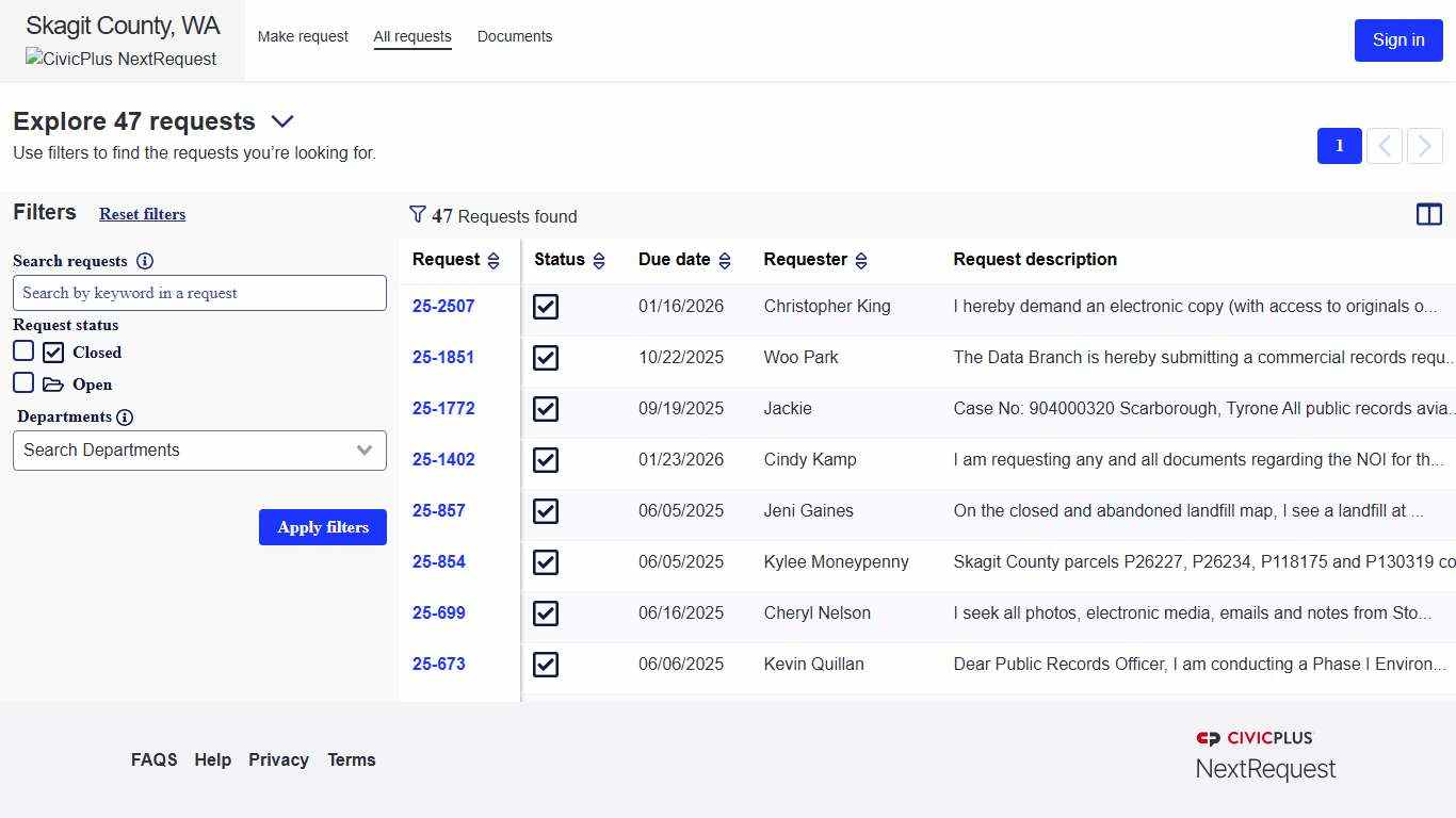 Requests - NextRequest - Modern FOIA & Public Records Request Software